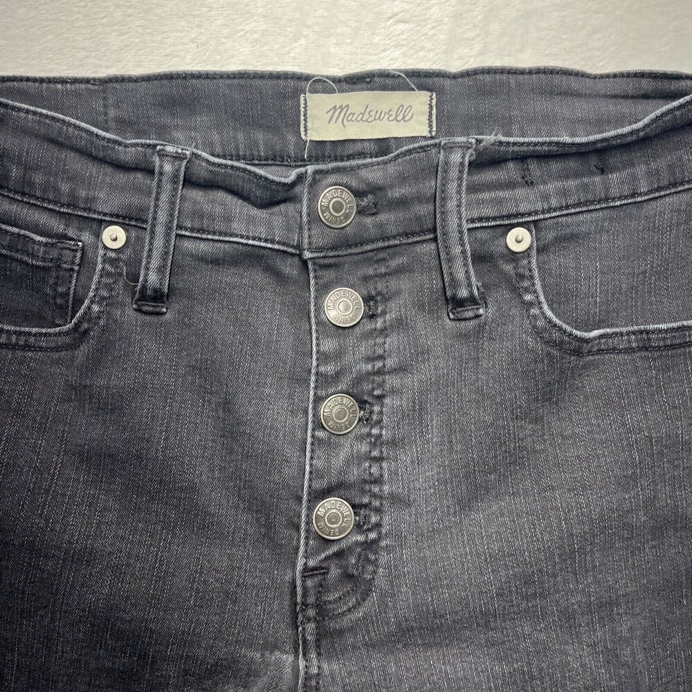 Madewell 9” Highrise Skinny Women’s Size 31‎ Raw Hem Button Fly Black Grunge - Picture 5 of 11